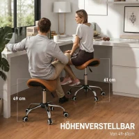 HOMCOM Rolkruk In Hoogte Verstelbaar 49-61 cm Praktijkkruk 360° Draaibaar Kruk Bureaukruk Voor Kantoor Salon Massage Spa Roze(m-4)