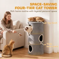 PawHut Cat House for Indoor Kittens, Cat Condo with Removable Washable Cover, Modern Barrel-Shaped Kitty Cave Bed(m-4)