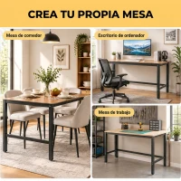 HOMCOM Patas de Mesa de Acero Patas para Muebles Industriales con Almohadillas Ajustables y Tornillos 150x50x81,5 cm Negro(m-5)