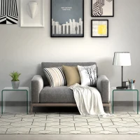 HOMCOM Tavolino in Vetro Temperato Moderno da Salotto con Design Monoblocco, 50x40x45 cm, Trasparente(m-8)