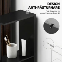 kleankin Coloană pentru baie cu 2 rafturi și 2 dulapuri, mobilier înalt și compact pentru baie, 15,2x29,8x118 cm, negru(m-6)