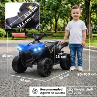 AIYAPLAY 6V Kids ATV, 4 Wheeler Electric Ride on Car with Music and LED Headlights, for Ages 18-56 Months Boys and Girls, Blue(m-3)