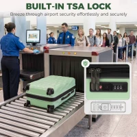 HOMCOM 2-Piece Luggage Set, ABS Hard Shell Carry On Suitcase Set with TSA Lock, Spinner Wheels, 12/20 inch, Green(m-7)