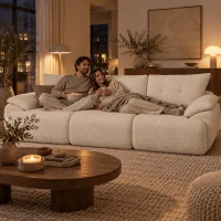 HOMCOM 3-zitsbank 260 cm van chenille, frameloze modulaire bank met extra breed en diep zitvlak en brede armleuningen(m-2)