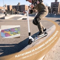 SPORTNOW Scooter Acrobático para Trucos con Plataforma de Aluminio Rodamientos ABEC-7 Ruedas 100 mm Manillar 360° Blanco(m-4)