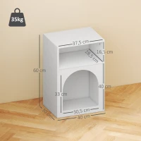 HOMCOM Mesilla de Noche Estrecha con 2 Compartimentos Abiertos Diseño en Forma de Arco 40x30x60 cm Blanco(m-3)