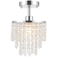 HOMCOM Crystal Ceiling Light with 57 Crystal Strands, Ceiling Light with Mounting Plate for Hallway, Silver Tone(m-13)