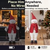 HOMCOM 2ft Singing Skiing Santa Claus, Standing Christmas Animated Santa Figure with Ski Board, Poles, Sound/Touch Activated(m-7)
