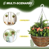 Outsunny Set of Two Hanging Lisianthus Flower Pots - Yellow/Green(m-5)