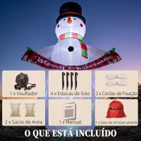 Outsunny Boneco de Neve Insuflável de Natal 205 cm com Luzes LED e Música para Jardim, Pátio, Terraço e Casa(m-7)