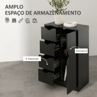 HOMCOM Armário de Sala com 4 Gavetas, 1 Porta e Prateleira Interior, Móvel de Arrumação Multiusos, 54x29x83 cm, Preto(m-5)