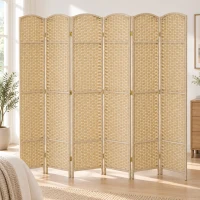 HOMCOM Paravent interieur en bois 6 panneaux 240 x 170 cm séparateur de pièce pliable pour salon, chambre à coucher, naturel(m-11)