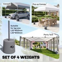 Outsunny HDPE Tent Weights Set of 4, Canopy Weights, Fill with Water or Sand, 48KG(m-4)