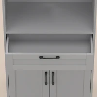 HOMCOM 170 cm Tall Kitchen Pantry with Adjustable Shelves, Freestanding Storage Cabinet with Open Shelf, Grey(m-10)