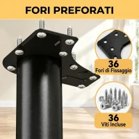 HOMCOM Set 4 Gambe per Tavolo in Metallo con 40 Fori, 36 Viti Autofilettanti e 4 Piedini Regolabili, 73x6x6 cm, Nero(m-7)