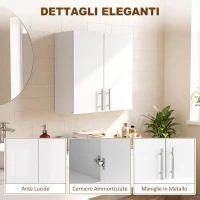 HOMCOM Pensile da Bagno con 2 Ante, 60x31x60 cm, Bianco(m-7)