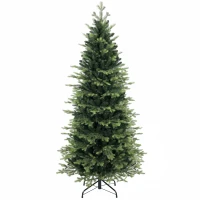 HOMCOM Geneva Fir Hinged Xmas Tree, 6ft/180cm Artificial Christmas Tree with 1610 Branch Tips, Foldable Steel Stand, Green(m-14)