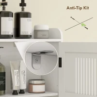 HOMCOM Mobile Sopra WC con Armadietto a 2 Ante Ventilate e Ripiani Aperti, Barra Inferiore, 80x19.5x170 cm, Bianco(m-8)