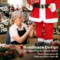 HOMCOM 4ft Singing Dancing Santa Claus, Standing Christmas Animated Santa Figure with Elf, Gift Box, Sound/Touch Activated(m-7)