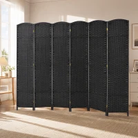 HOMCOM Biombo Separador de Ambientes de 6 Paneles Biombo Plegable 240x170 cm para Salón Dormitorio Oficina Negro(m-9)