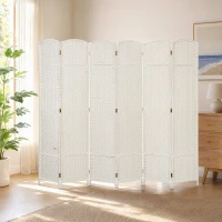 HOMCOM Paravent interieur en bois 6 panneaux 240 x 170 cm séparateur de pièce pliable pour salon, chambre à coucher, naturel(m-7)