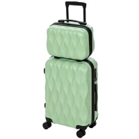 HOMCOM 2-Piece Luggage Set, ABS Hard Shell Carry On Suitcase Set with TSA Lock, Spinner Wheels, 12/20 inch, Green(m-15)