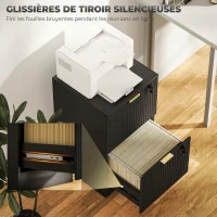 HOMCOM Caisson de Bureau 2 Tiroirs Silencieux Verrouillables pour Formats Lettre/A4, Support d'Imprimante, 40x40x71cm, Noir(m-5)