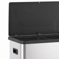 HOMCOM Poubelle de Cuisine Automatique 60 L, Poubelle à Double Compartiment, Capteur de Mouvement, Seaux Amovibles, Argent(m-10)