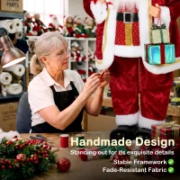 HOMCOM 120cm Life Size Singing Dancing Santa Claus, Standing Musical Animated Santa with Gift and Candy Cane, Posable Arms, Handcrafted, Sound Touch Activated, Moving Christmas Figure Decoration(m-8)