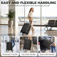 HOMCOM 24Inch Suitcase, ABS Hard Shell Checked Luggage with TSA Lock, Spinner Wheels, Telescopic Handle, Black(m-8)