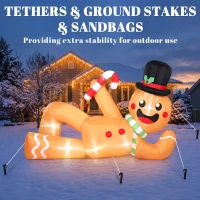 Outsunny 9.8ft Giant Christmas Inflatable Gingerbread Man Side-Lying, Outdoor Blow Up Christmas Decoration with LEDs, Bag(m-6)
