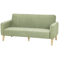 HOMCOM Canapé 2 places 160 cm Toucher Velours Rembourrage Épais Assise Large et Pieds en Bois de Caoutchouc Vert
