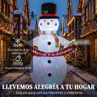 Outsunny Muñeco de Nieve Hinchable de Navidad 205 cm con Luces LED y Música Decoración Navideña para Jardín Patio Terraza Casa(m-4)