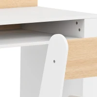 AIYAPLAY Bureau et Chaise pour Enfant 2 Pièces, Ensemble Table d'Activité avec Bibliothèque pour Dessin, Lecture et Jeux, Blanc(m-13)