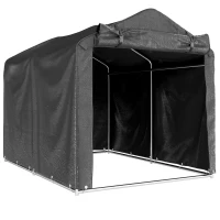 Outsunny 2.2 x 1.6 m Garden Storage Tent, Waterproof Anti-UV Bike Tent with Roll-up Zipper Door, Galvanised Outdoor Storage Shelter Carport for Bike, Motorbike, Garden Tools, Dark Grey(m-1)