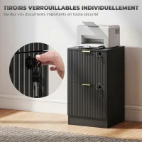 HOMCOM Caisson de Bureau 2 Tiroirs Silencieux Verrouillables pour Formats Lettre/A4, Support d'Imprimante, 40x40x71cm, Noir(m-6)