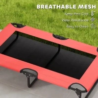 PawHut Portable Raised Dog Bed, Elevated Pet Cot with Breathable Mesh for Indoor Outdoor, for Large Dogs, Red(m-7)