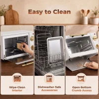 HOMCOM Mini Oven, 9L Countertop Electric Grill, Toaster Oven with Adjustable Temperature and Timer, 750W, White(m-9)