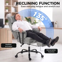 HOMCOM Office Chair, 180kg Heavy Duty Linen Computer Desk Chair with Lumbar Support, Wide Seat, Spring Cushion, Grey(m-8)