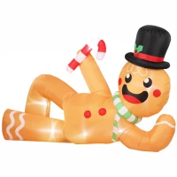Outsunny 9.8ft Giant Christmas Inflatable Gingerbread Man Side-Lying, Outdoor Blow Up Christmas Decoration with LEDs, Bag(m-1)
