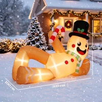 Outsunny 9.8ft Giant Christmas Inflatable Gingerbread Man Side-Lying, Outdoor Blow Up Christmas Decoration with LEDs, Bag(m-3)