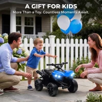 AIYAPLAY 6V Kids ATV, 4 Wheeler Electric Ride on Car with Music and LED Headlights, for Ages 18-56 Months Boys and Girls, Blue(m-7)