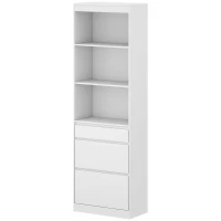 HOMCOM Bookcase with Drawers Adjustable Shelves Book Shelf for Study Living Room White(m-1)