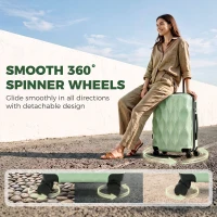 HOMCOM 2-Piece Luggage Set, ABS Hard Shell Carry On Suitcase Set with TSA Lock, Spinner Wheels, 12/20 inch, Green(m-8)