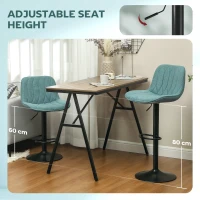 HOMCOM Set of Two Linen-Look Bar Stools - Blue(m-5)