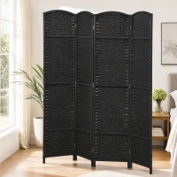 HOMCOM Biombo Separador de Ambientes de 4 Paneles Biombo Plegable 160x170 cm para Salón Dormitorio Oficina Negro(m-8)