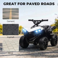 AIYAPLAY 6V Kids ATV, 4 Wheeler Electric Ride on Car with Music and LED Headlights, for Ages 18-56 Months Boys and Girls, White(m-5)