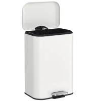 HOMCOM Poubelle de Cuisine 20 L en Acier Galvanisé Couvercle à Fermeture Douce Pédale Bac Amovible Anti-traces Crème(m-7)