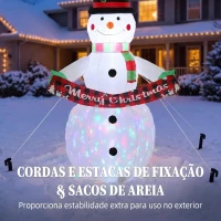 Outsunny Boneco de Neve Insuflável de Natal 205 cm com Luzes LED e Música para Jardim, Pátio, Terraço e Casa(m-6)