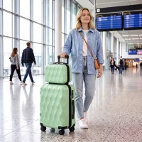 HOMCOM 2-Piece Luggage Set, ABS Hard Shell Carry On Suitcase Set with TSA Lock, Spinner Wheels, 12/20 inch, Green(m-14)